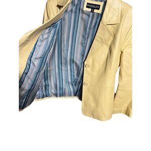 Vintage Monterey Bay Clothing Co Jacket Leather Yellow Mustard Pkts 12P